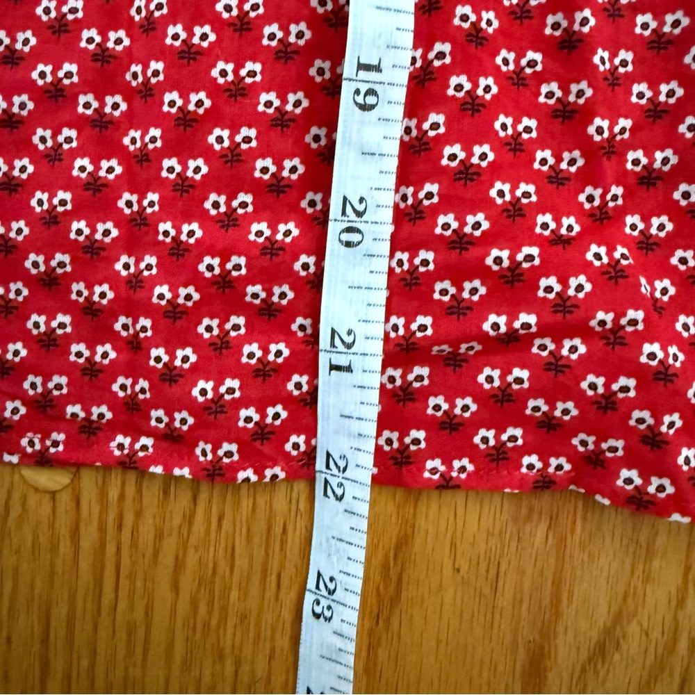 J Crew Flutter Sleeve Red Tiny Floral Print Top Small - Picture 6 of 6